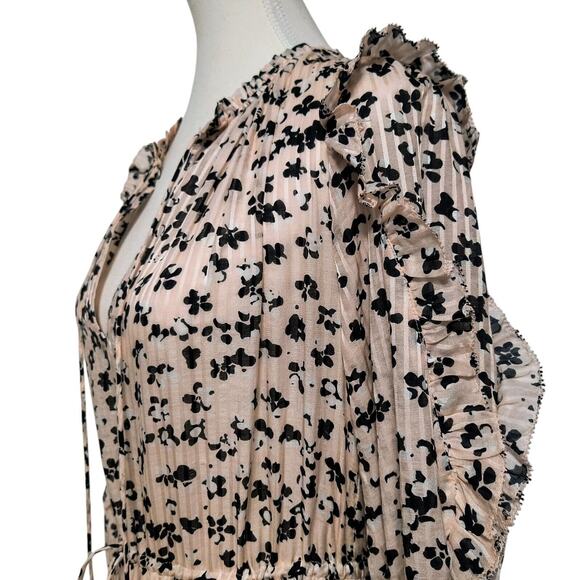 Ulla Johnson Fantine Dress Blush Pink Long Sleeve Floral Peasant Midi Size 4 - Picture 5 of 10